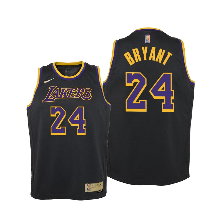 Youth Los Angeles Lakers Kobe Bryant #24 NBA Earned Edition Black Basketball Jersey CKI1383MD